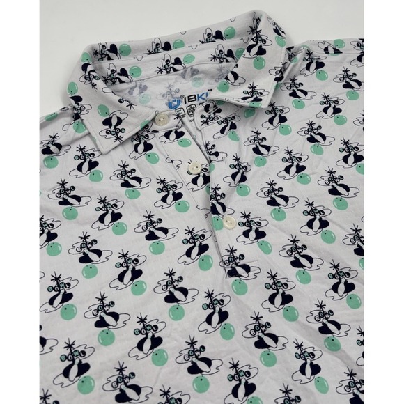 IBKUL Men's‎ XL Nylon White Bowling Graphic Short Sleeve Polo - Picture 1 of 5
